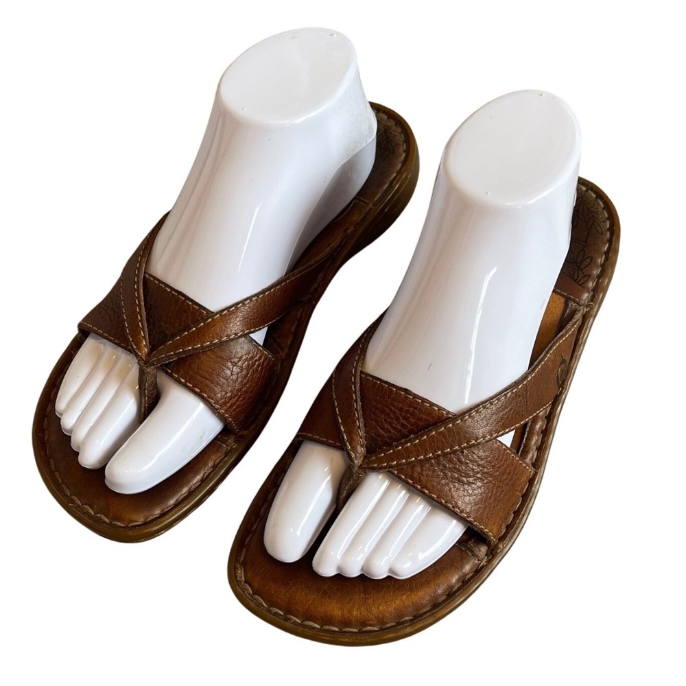 Born Brown Leather Sandals Thong 8/39 Bratz Grunge Alt Gith Boho Beach Hippie